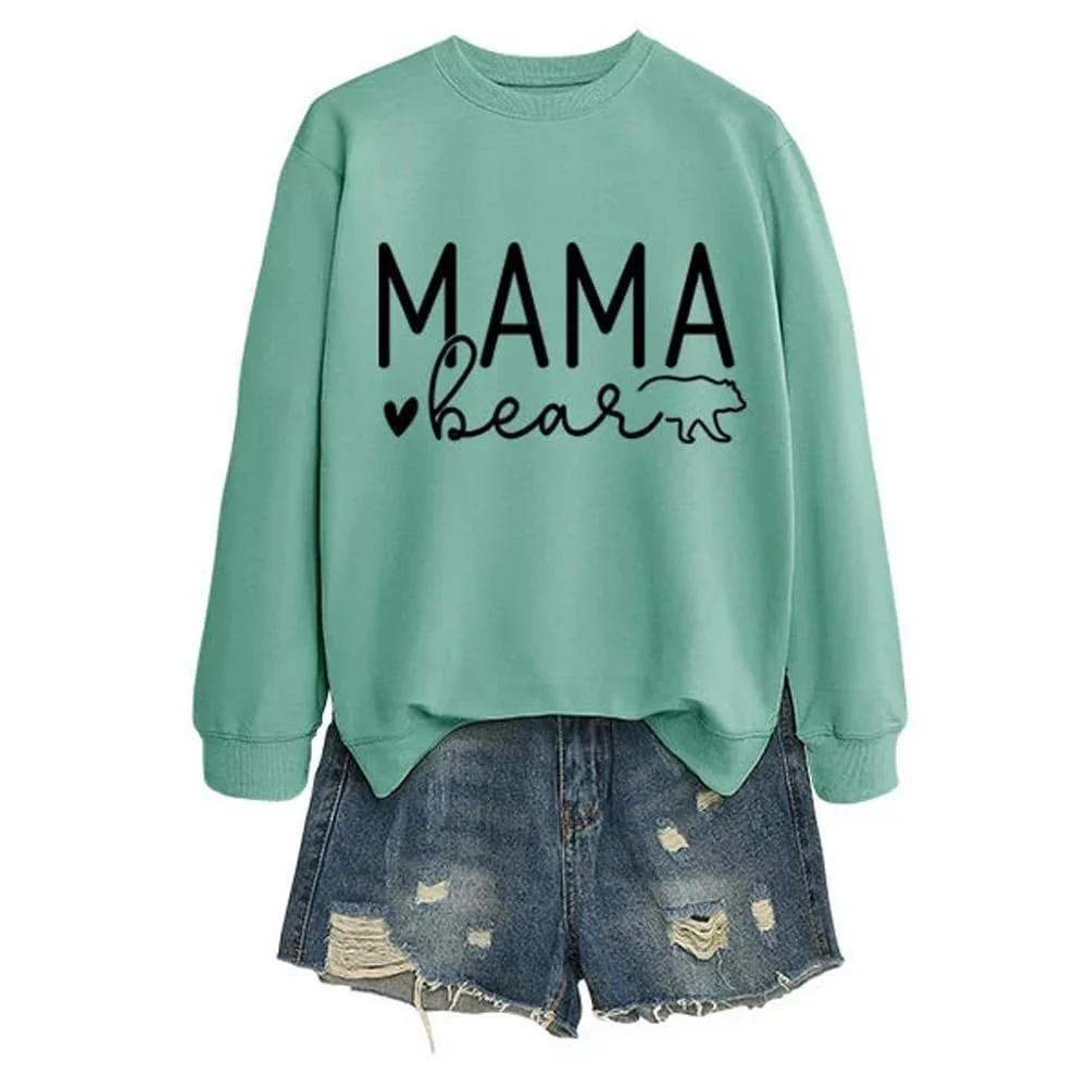 Женская толстовка Mama Bear Милая Лучшая Мама Крутой воротник-стойка Длинный рукав Осенняя одежда Топы ко Дню матери, фото №3