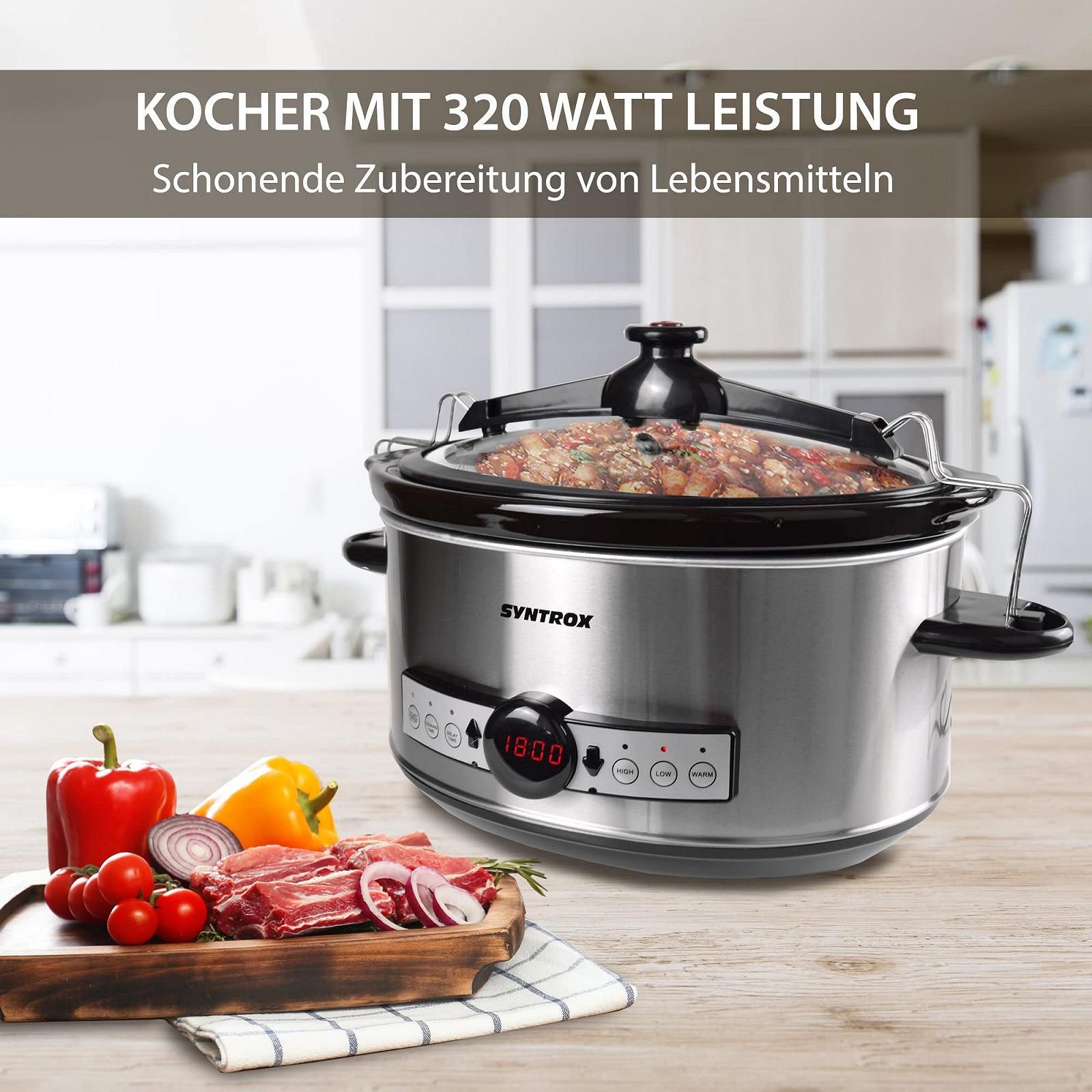 Повільноварка Syntrox Germany Slow Cooker 6.5 л з таймером та функцією підігріву - Потужність 320 Вт, фото №3