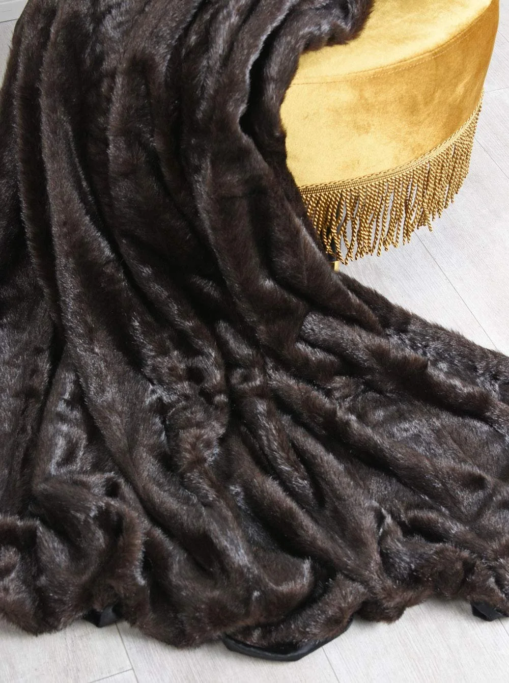 Одеяло Palazzo Luxury из искусственного меха норки 160 x 200 см с мягкой флисовой подкладкой для зимнего тепла pda001, фото №5