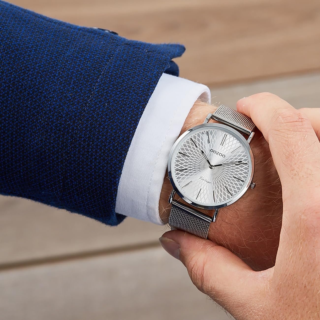 Женские часы Oozoo Vintage Ремешок из нержавеющей стали миланского плетения 40 мм Циферблат с мандалой, фото №5