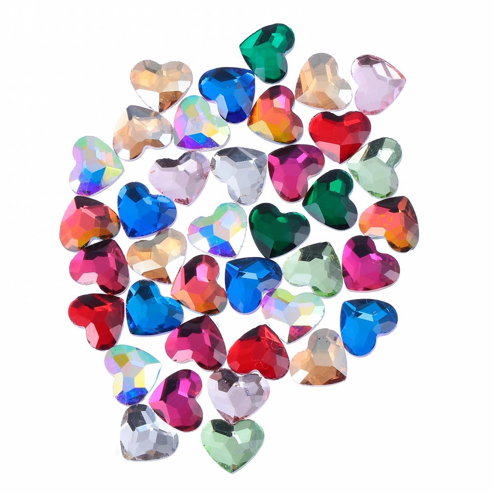 Стразы для ногтей Сердце 100 шт. Разноцветные украшения для маникюра, фото №1