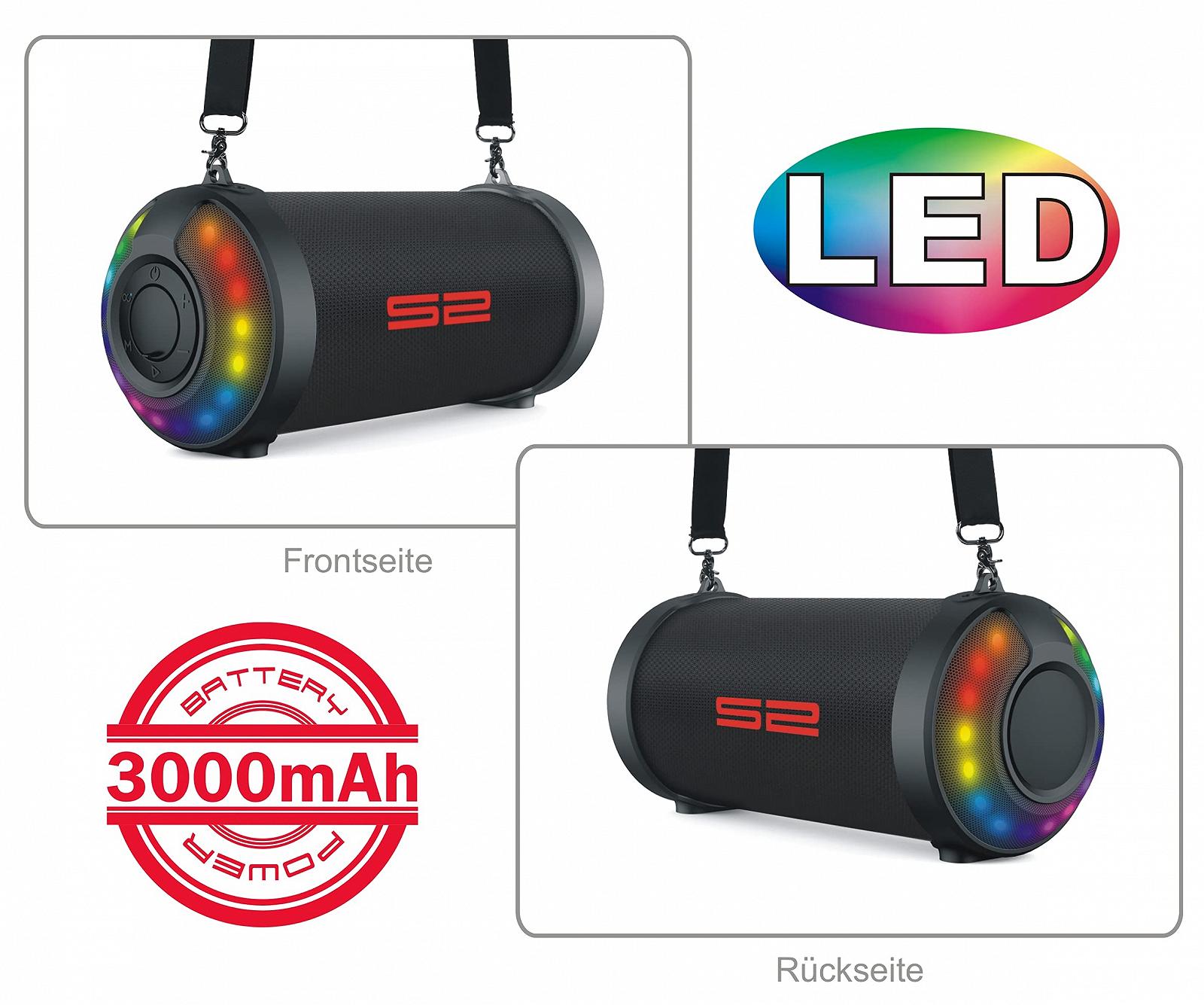 Портативна колонка S2-Digital S-Tube LED Зовнішня Bluetooth FM-радіо RGB LED ефект, фото №3