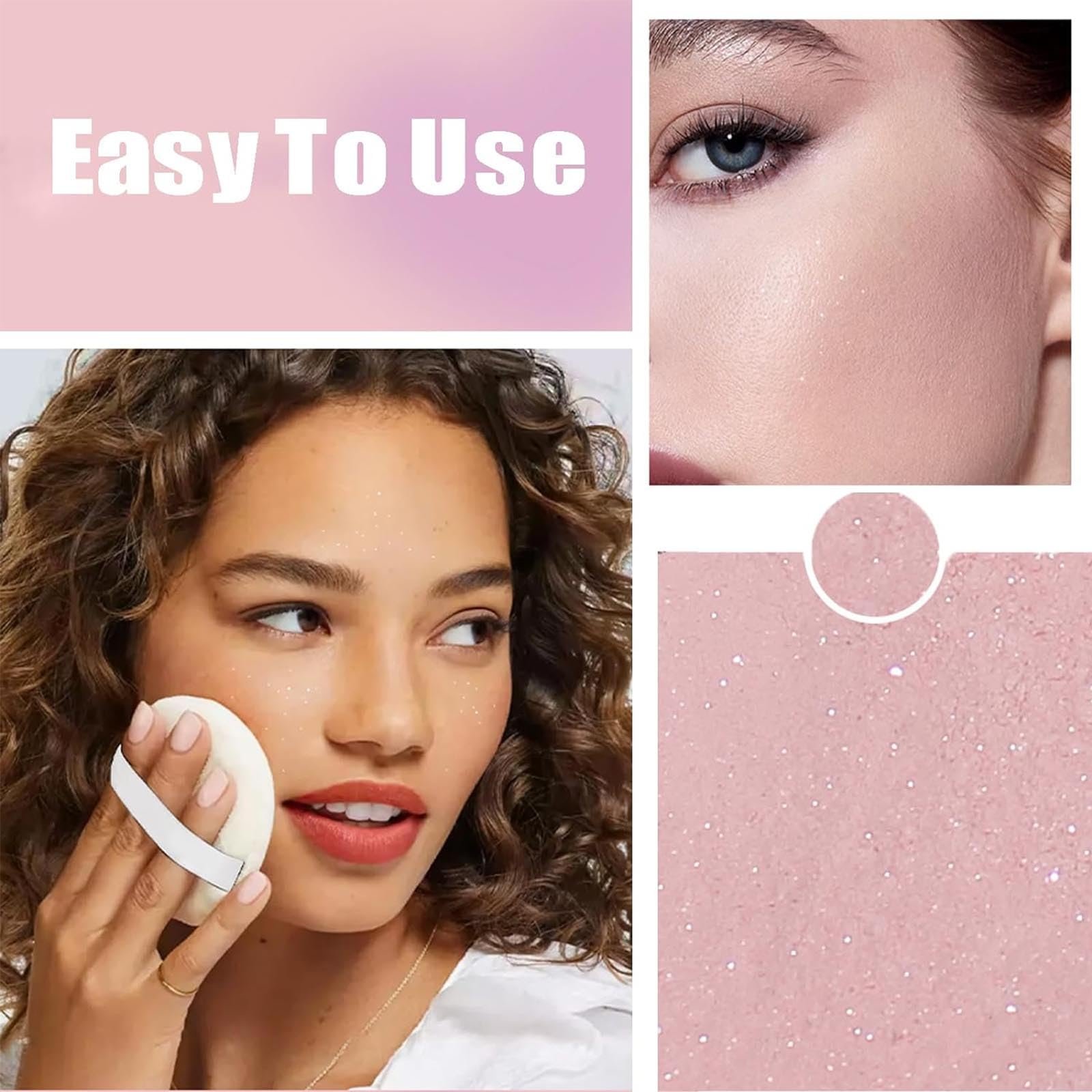 Пудра рассыпчатая Kimchi Shimmer Finish Setting Powder розовая полупрозрачная, фото №7