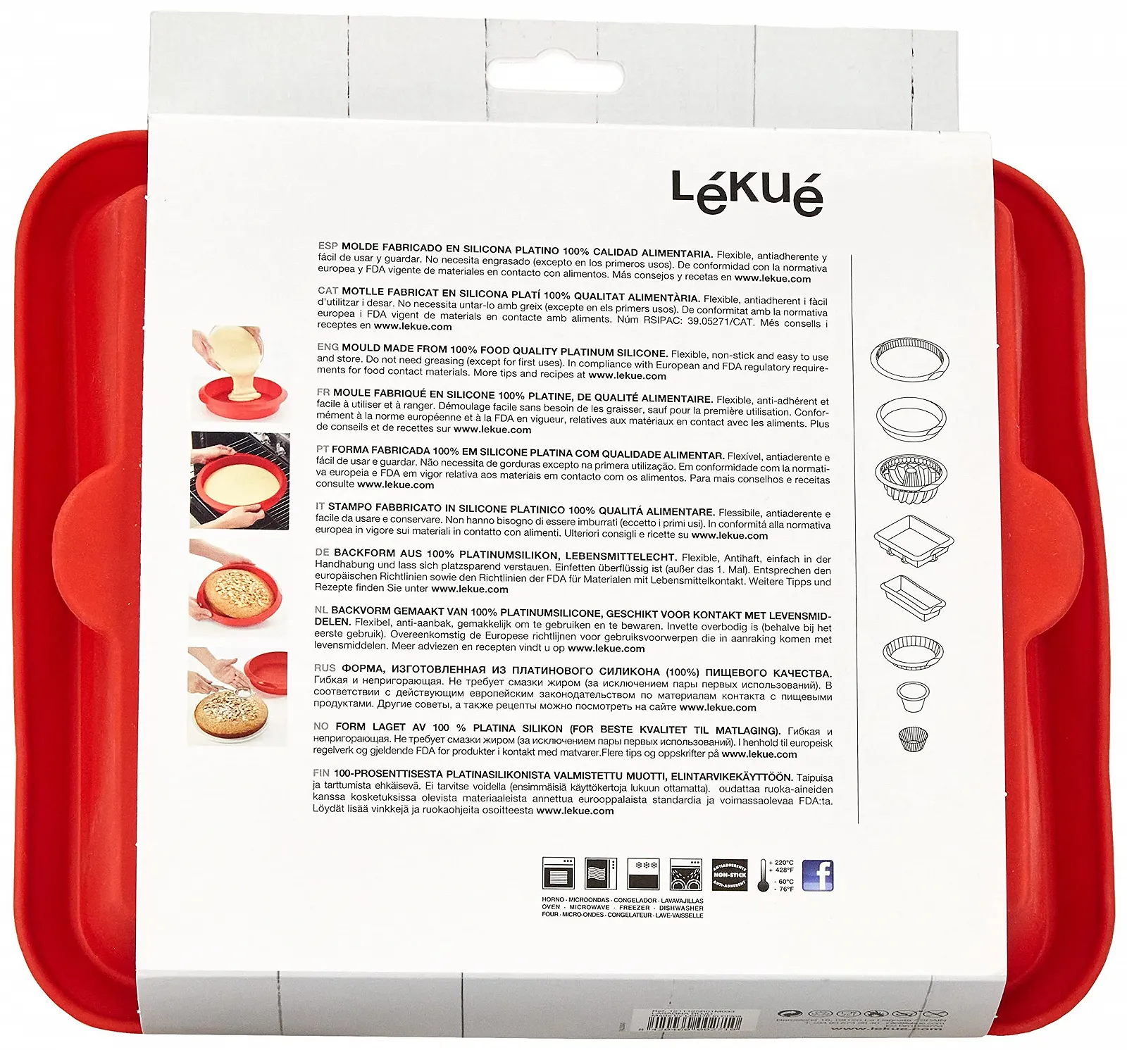 Форма для кекса Lékué 1211125R01M033-Tin силиконовая 20 см Красный, фото №5