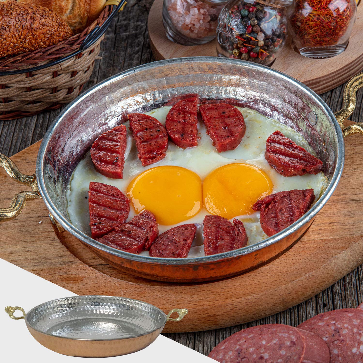 Сковорода Turkish Emporium Sahan Медная С медными ручками, фото №5 Сковорода Turkish Emporium Sahan Медная С медными ручками, фото №5