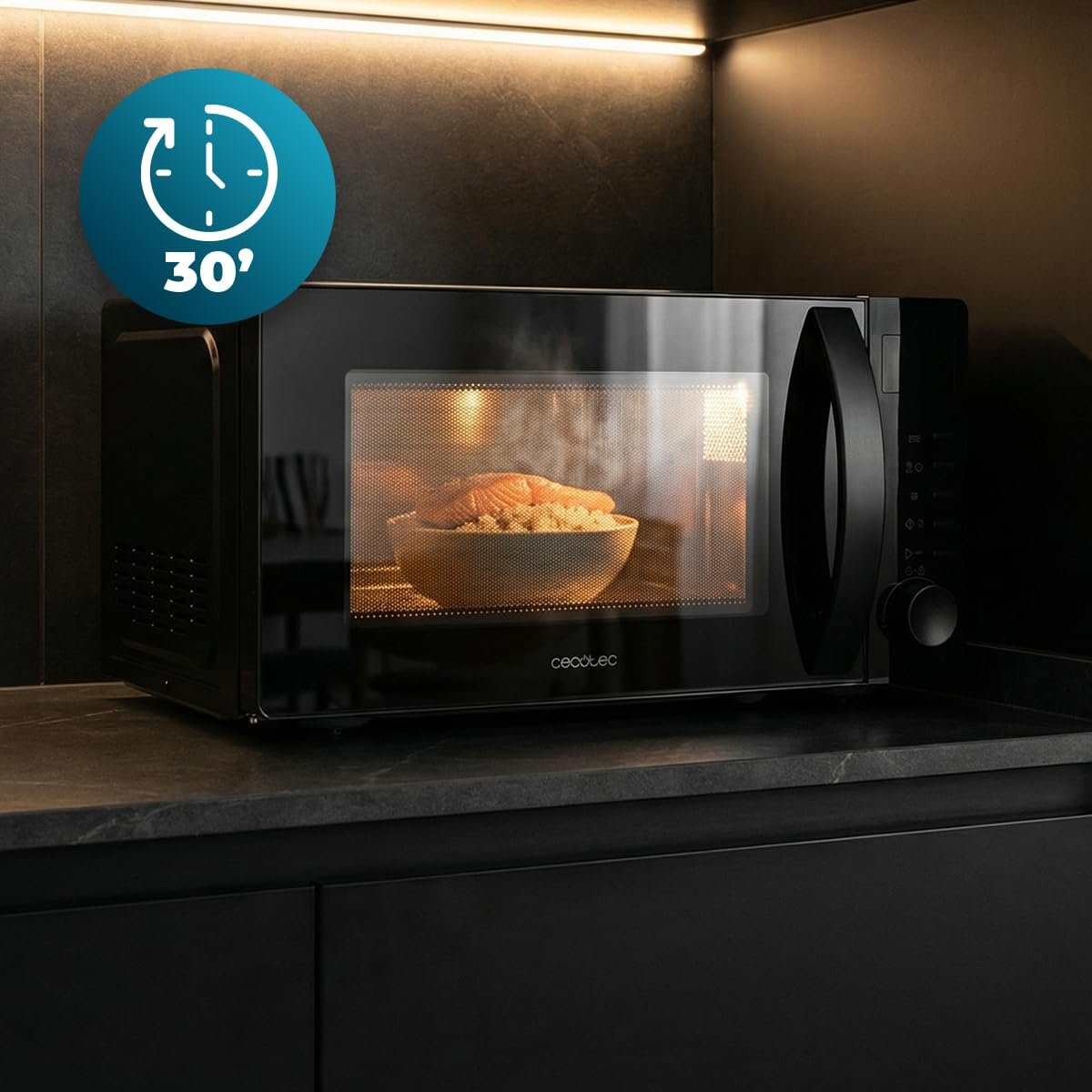 Мікрохвильова піч з грилем Cecotec Proclean 5105 20 л, 700 Вт, 3DWave, чорна, фото №7 Мікрохвильова піч з грилем Cecotec Proclean 5105 20 л, 700 Вт, 3DWave, чорна, фото №7