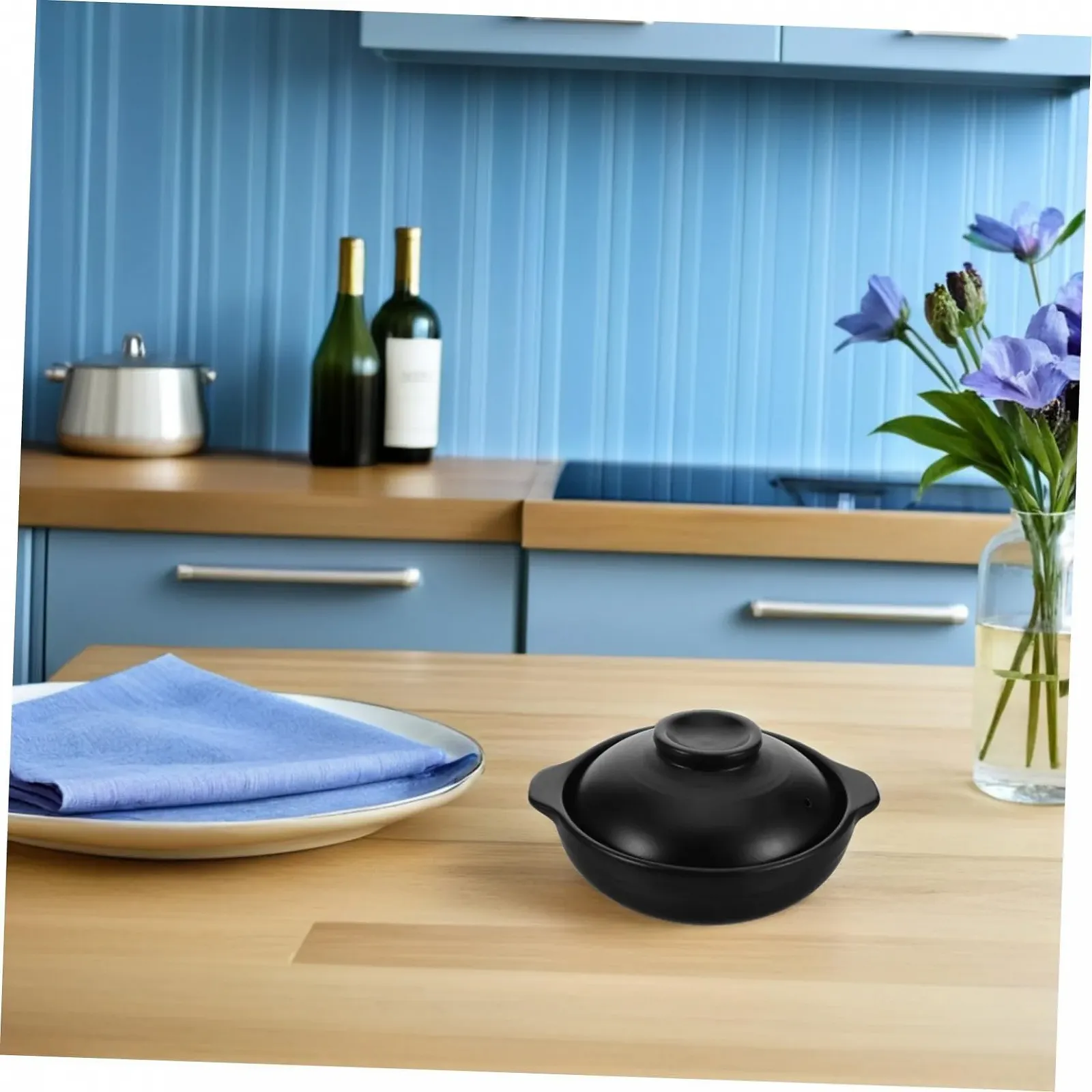 Горшок глиняный Donabe с крышкой традиционный китайский жаростойкий, фото №5