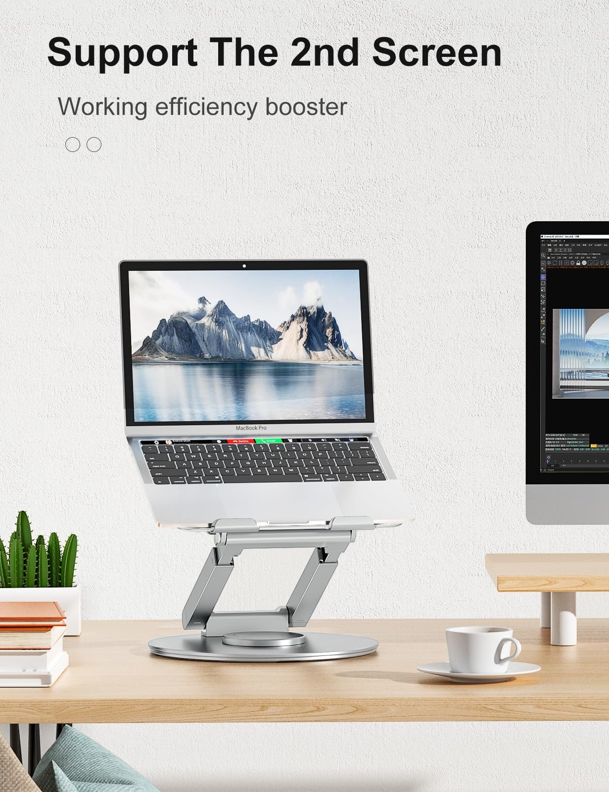 Подставка для ноутбука с регулировкой высоты и вращающимся на 360

градусов основанием, эргономичная подставка для ноутбука, подставка для ноутбука для стола, стоячая подставка для ноутбука, подставка для компьютера с MacBook Pro, ноутбуки 10-17 дюймов Серебристый, фото №7