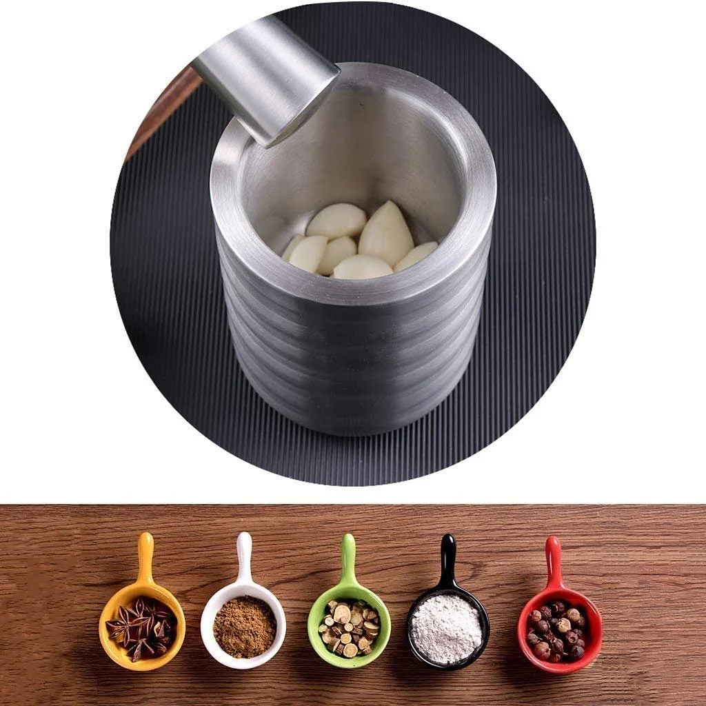 Ступка и пестик Набор 18/8 Измельчитель специй из матовой нержавеющей стали, фото №6