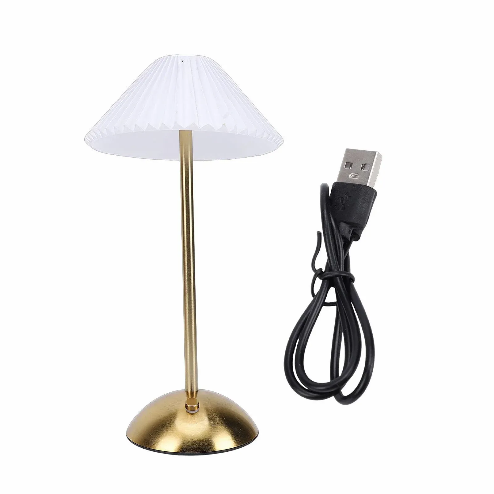 Настільна лампа Bewinner Cordless Touch Акумуляторна Плісований тканинний абажур (Style 1), фото №9