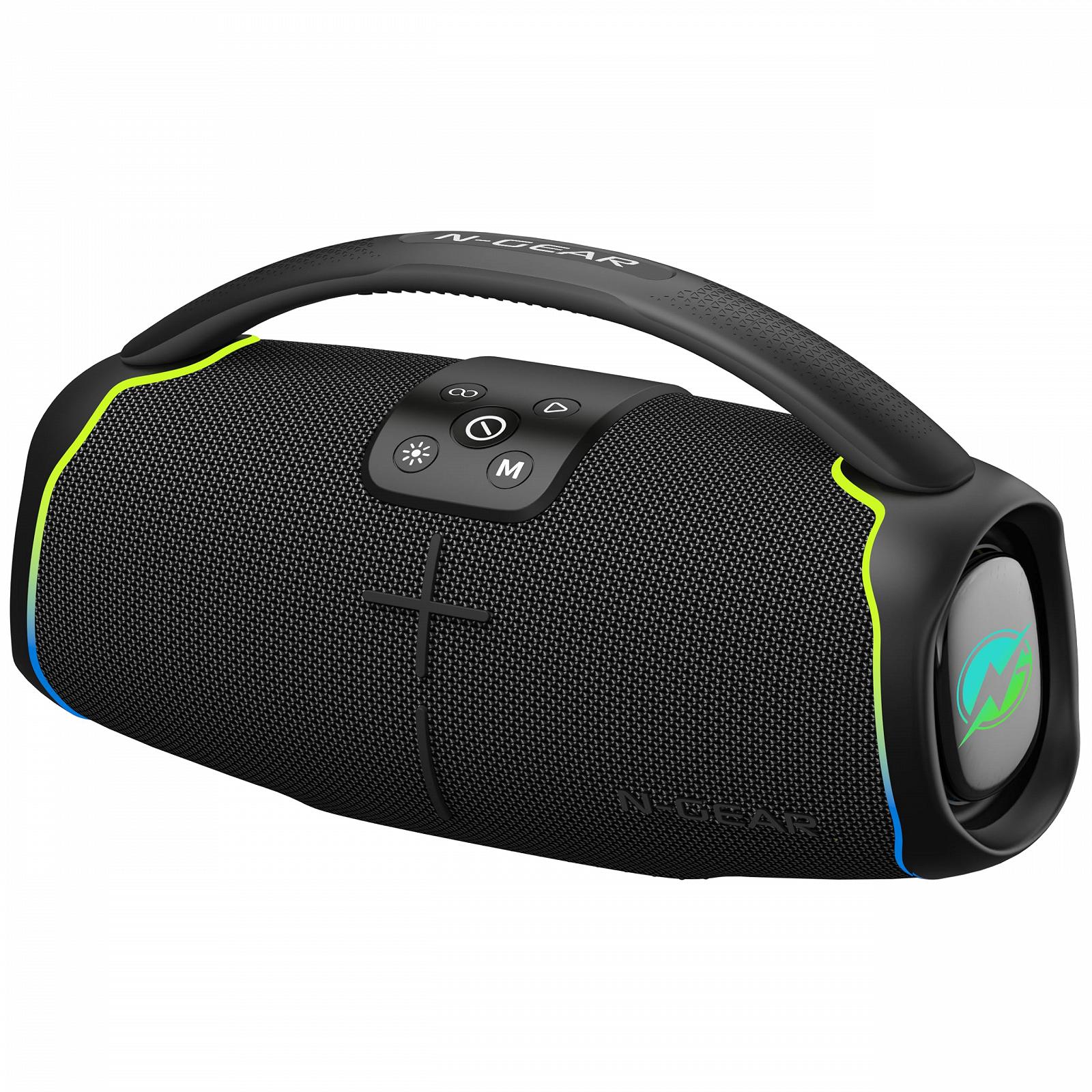 Bluetooth Speaker N-Gear NRG 200 з підсвіткою та ручкою для перенесення, 200 Вт, USB або AUX підключення з 2 телефонами, до 8 годин музики, портативна IPX5, фото №1