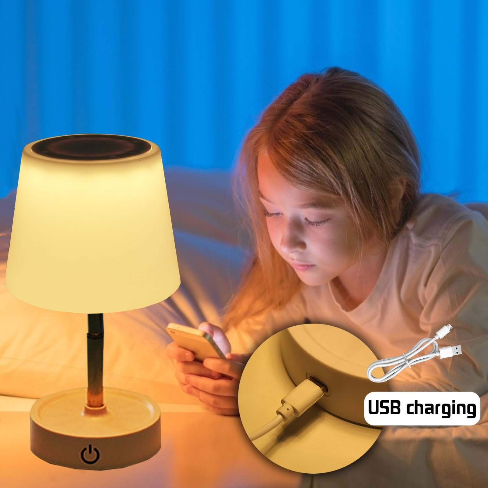 Настільна лампа LED акумуляторна USB телескопічна сенсорна 2 шт. Біла (A), фото №7