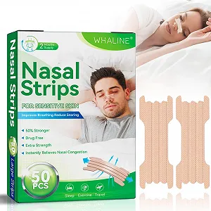 Пластыри для носа Whaline, 50 шт. Большие пластыри для носа от храпа для сна, для лучшего дыхания. - Фото 1