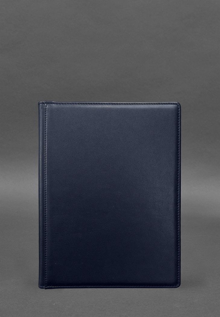 Шкіряна папка для документів на підпис темно-синя, фото №1