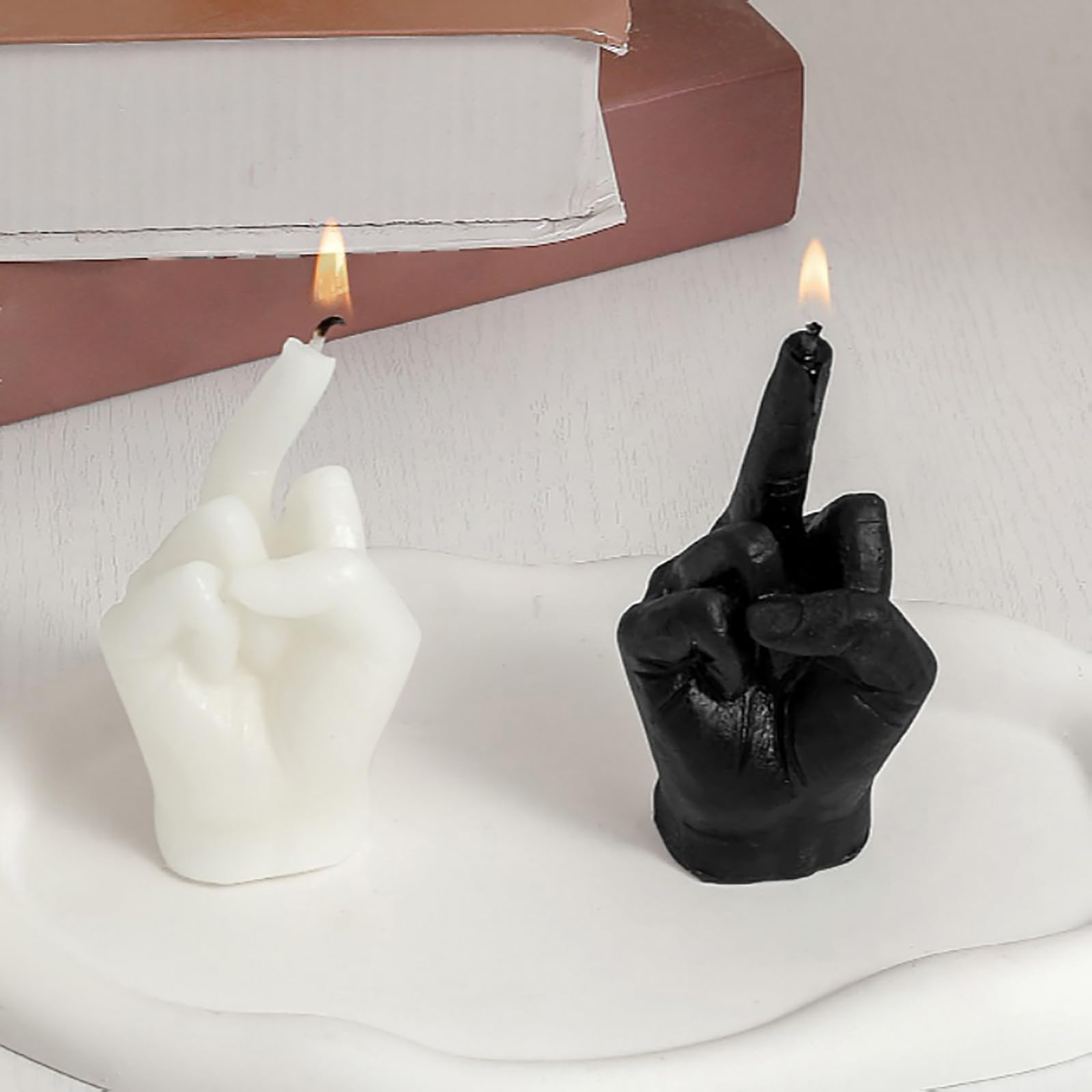 Свічка Aromatherapy Hand Gesture Shaped Candle Natural Soy Wax Pine Middle Finger Candle Danish Pastel, фото №4