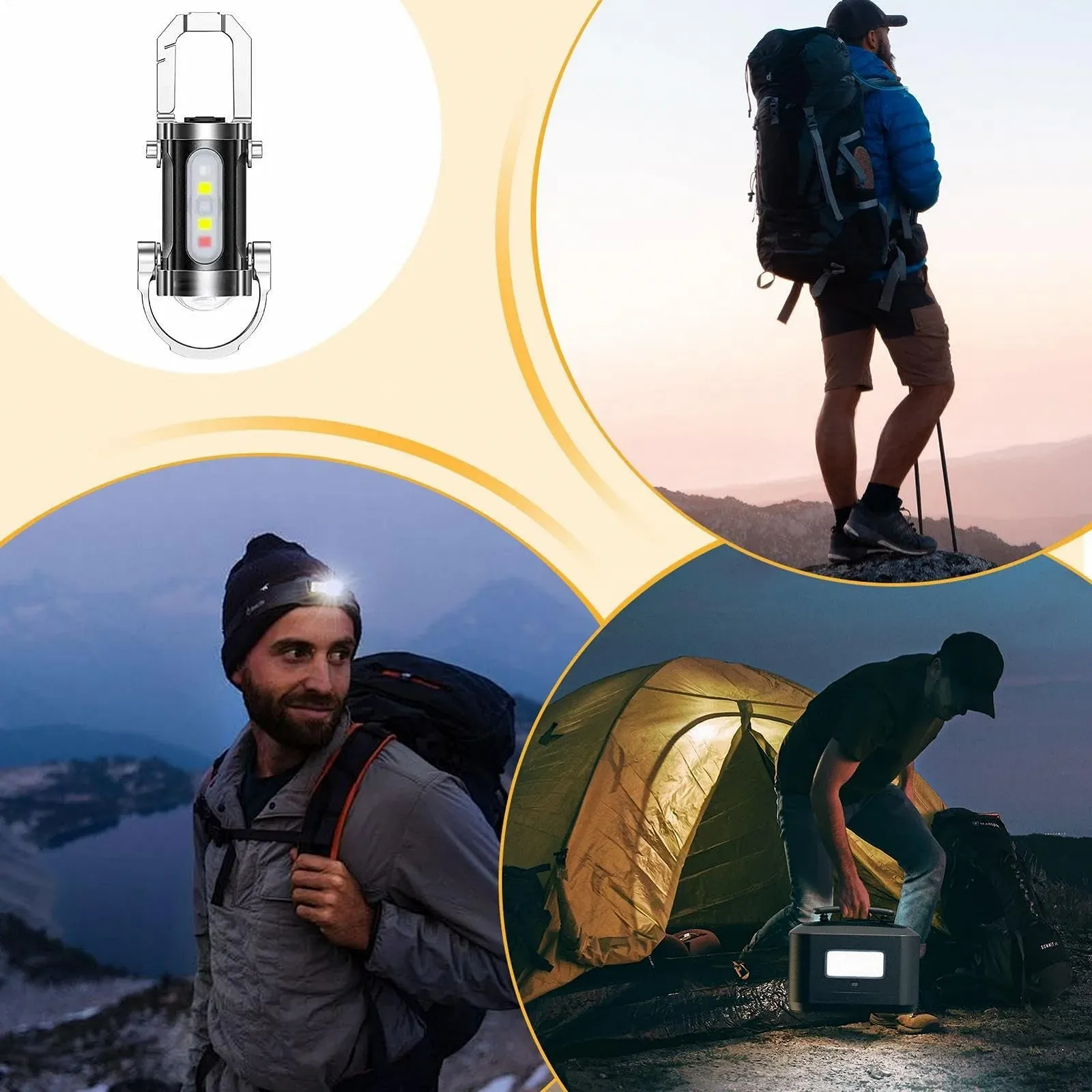 Ліхтарик-брелок Tini з електричною кишенькою, 7 режимів освітлення, легкий та компактний для кемпінгу, активного відпочинку, подорожей та прогулянок, фото №4