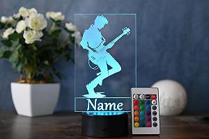 Настольная светодиодная лампа Бас-гитара Персонализированная Диммируемая Пульт Акрил Черная synthetic.ua - Фото 1
