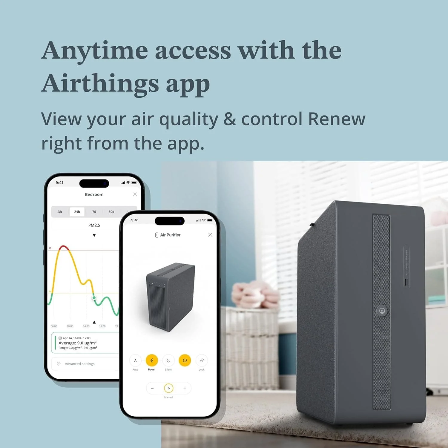 Воздухоочиститель Airthings Renew Smart Air Purifier Wi-Fi Bluetooth Grey, фото №4