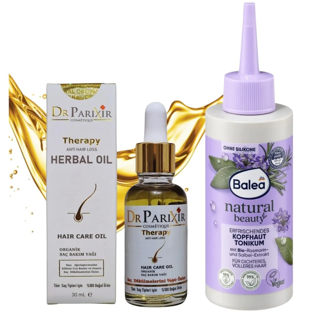 Сироватка DrParixir проти випадіння волосся (30 мл) + Тонік для шкіри голови Balea Natural Beauty (150 мл), фото №1