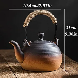 Чайник WAOCEO Керамічний 1000 мл з ручкою для відкритого вогню з фільтром synthetic.ua - Фото 1