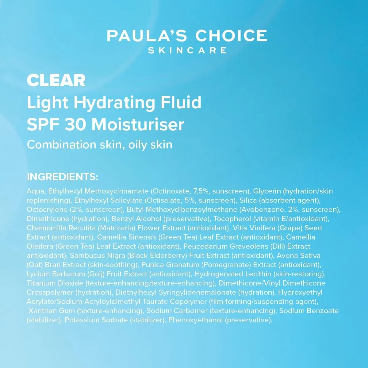 Флюїд для обличчя Paula's Choice Clear Daily Hydrating SPF 30 Зволожувальний Для проблемної шкіри 60 мл, фото №6