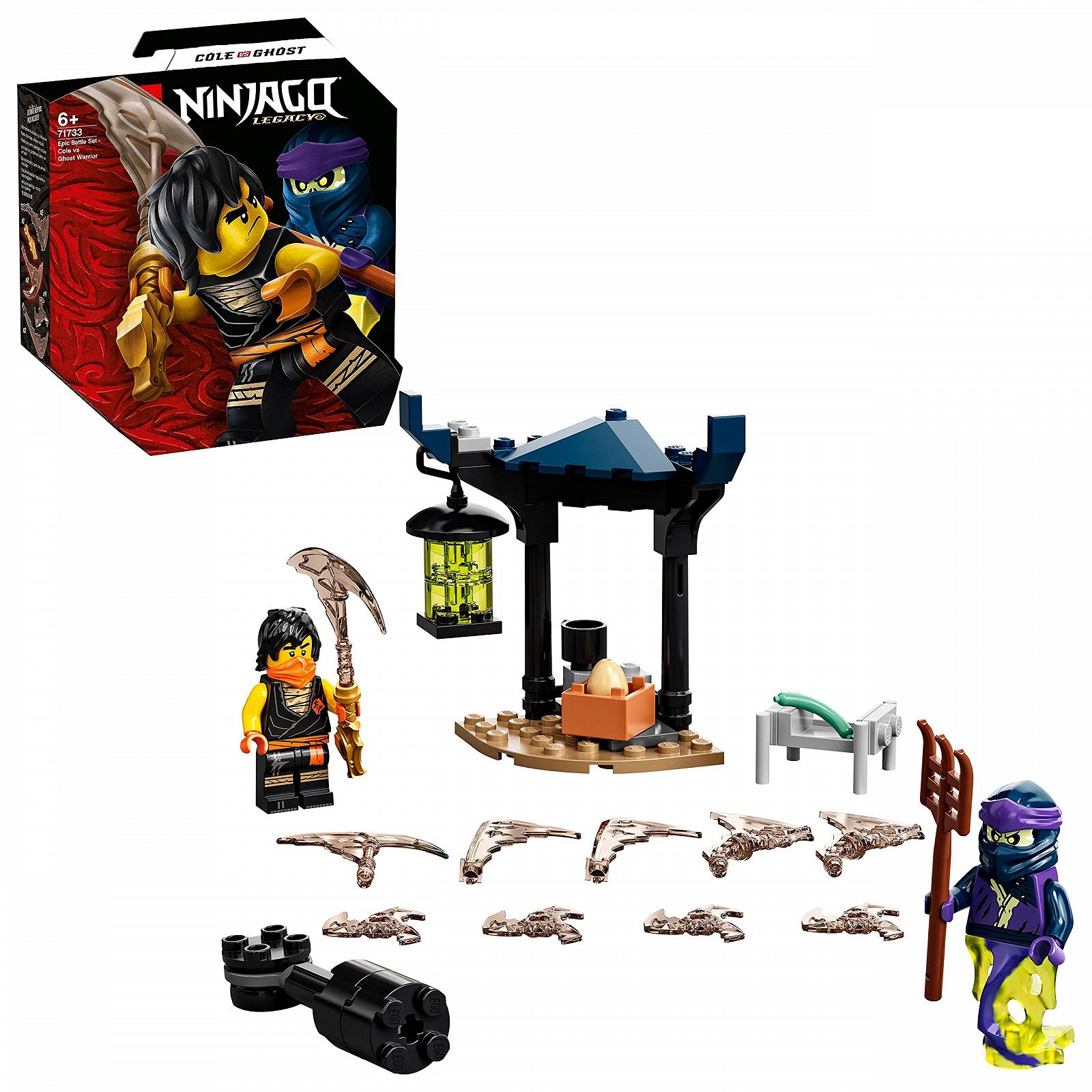 LEGO Ninjago Боевой набор Коул против Призрачного Бойца, Игровой набор с вращающейся игрушкой и 2 ниндзя бойцами, Мини фигурки, 71733, фото №1