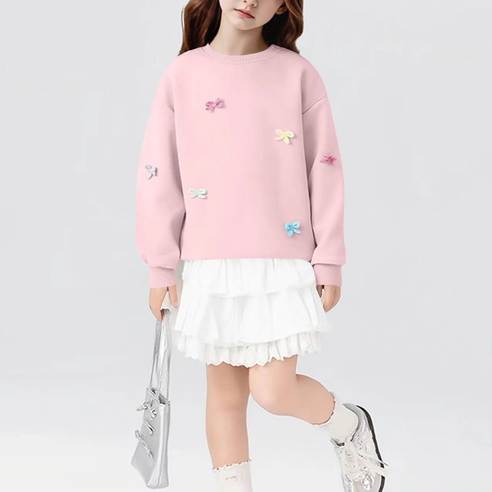 NZYIHAO Свитшот Детский Пуловер для девочек Хлопковый Свитер для малышей Пуловер с длинными рукавами Топы Возраст 4-15 лет, фото №5