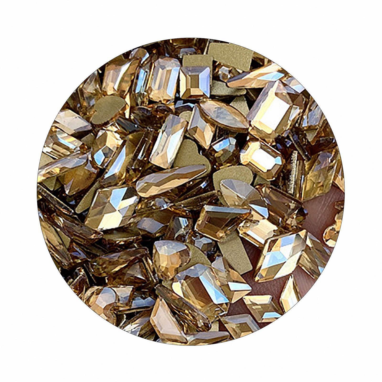 Стразы для ногтей Brussel Геометрические 3D формы, плоская задняя часть, стеклянные бусины, кристаллы для DIY маникюра, цвет шампань, 50 шт, фото №1