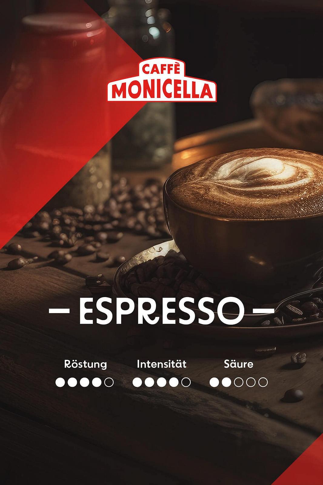 Кава в зернах CAFFÈ MONICELLA Espresso 1 кг - Насичений, Шоколадний - Арабіка та Робуста - Ідеально підходить для портафільтрів, кавоварок еспресо та повністю автоматичних кавомашин - Низька кислотність - Темне італійське обсмажування, фото №5