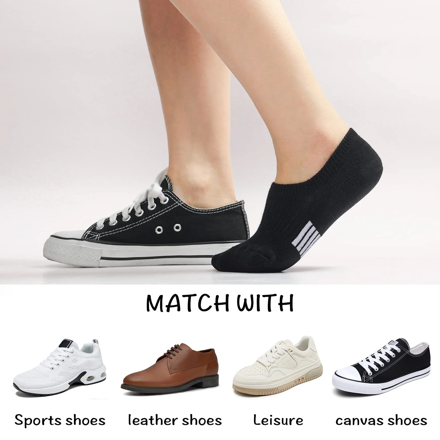 Носки Toes Home Sneaker 35-38 39-42, следки с силиконовой накладкой, спортивные носки, носки для бега, короткие носки с мягкой подкладкой, невидимые белые черные разноцветные, фото №5