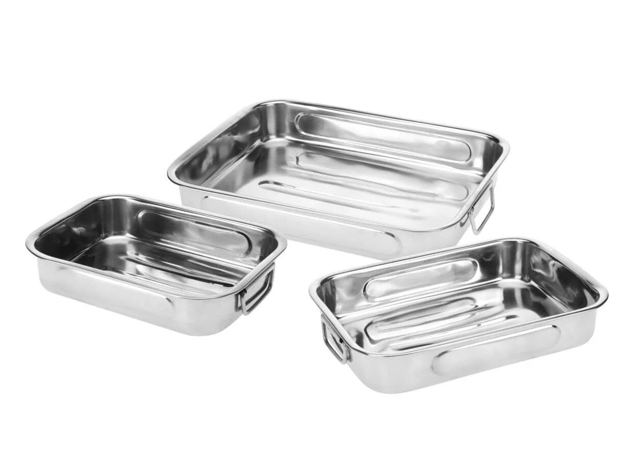 Набір форм для запікання Stainless Steel 3 шт. з нержавіючої сталі з ручками Silver, фото №1 Набір форм для запікання Stainless Steel 3 шт. з нержавіючої сталі з ручками Silver, фото №1