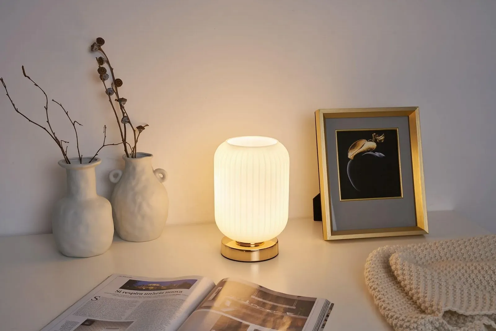 Настільна лампа Pauleen Noble Purity 48193 Скло Метал E27 Біла / Золото шампань, фото №3
