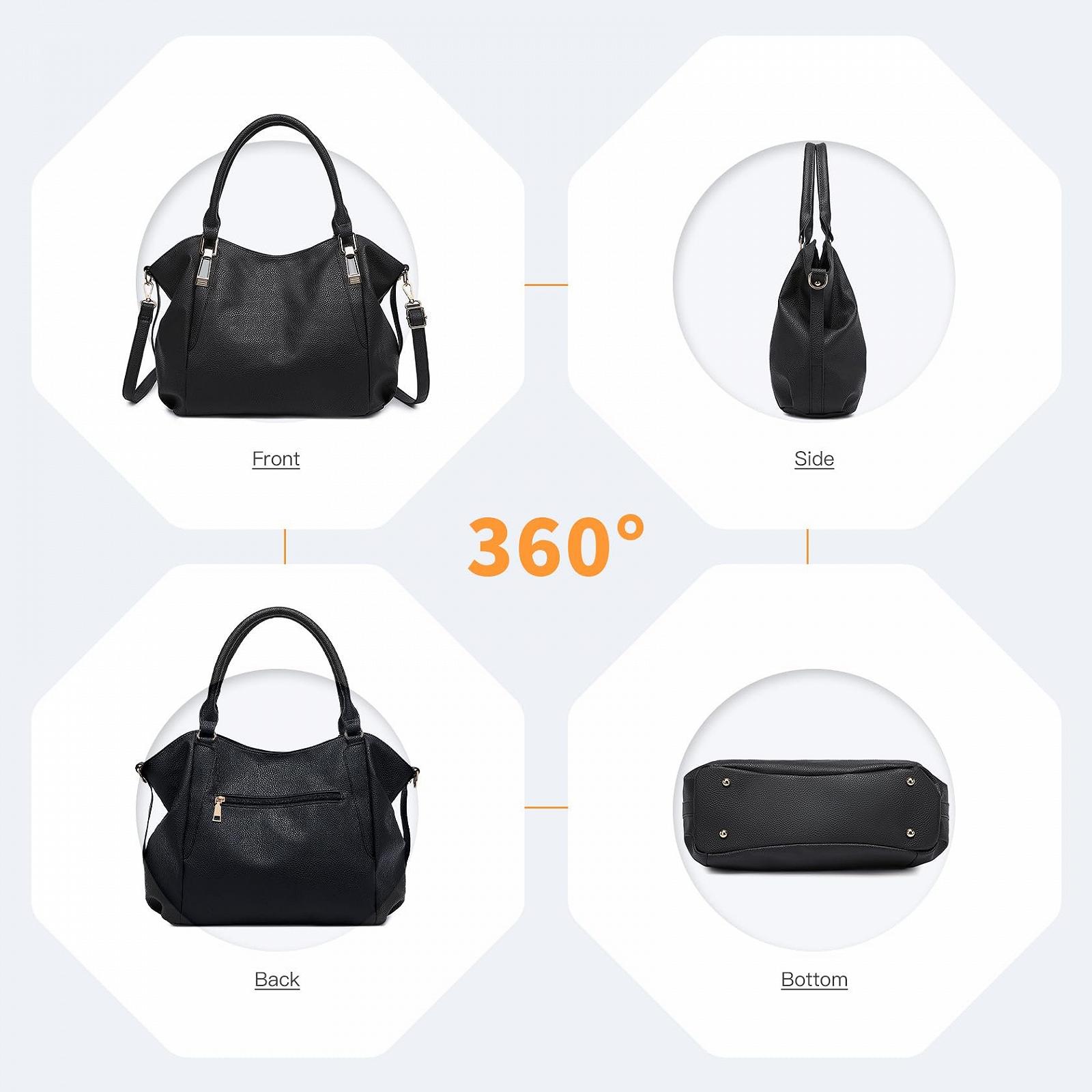 Сумка женская с ручками Miss Lulu большая Shopper Tote Bag из мягкой искусственной кожи среднего размера, фото №5