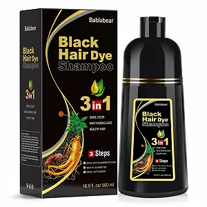 Шампунь для окрашивания волос Bablabear Black, для мужчин и женщин, для седых волос, 3 в 1, для сухих волос, 500 мл - Фото 1