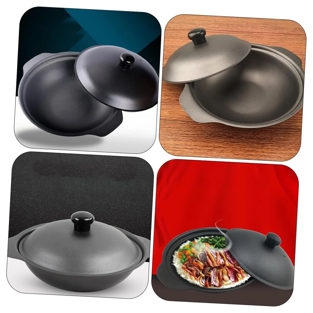 Каструля-жаровня OUNONA 18 см чавунна ударостійка кислотостійка енергоощадна, фото №3