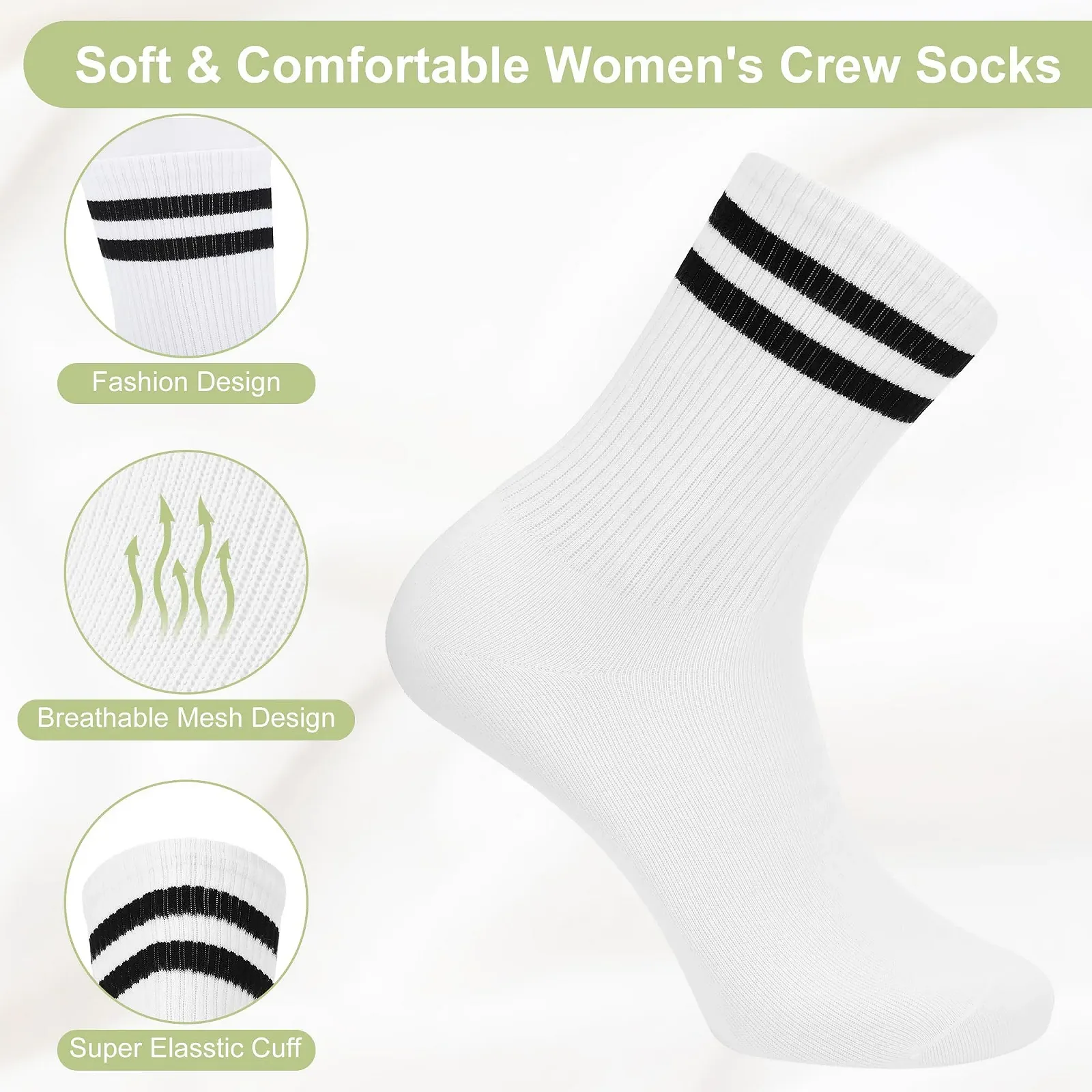 Носки теннисные White Cotton Женские Белый, 6 пар, фото №2