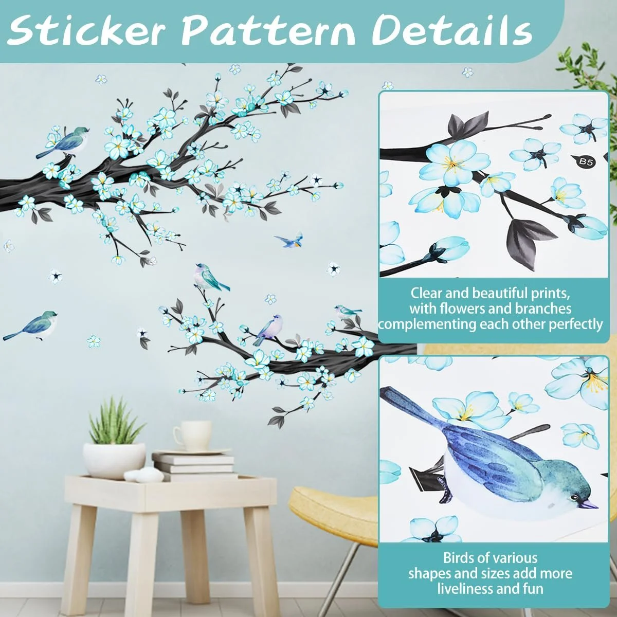 Наклейка на стіну Рослини та квіти Гілки з цвітом Самоклейна ПВХ, фото №3