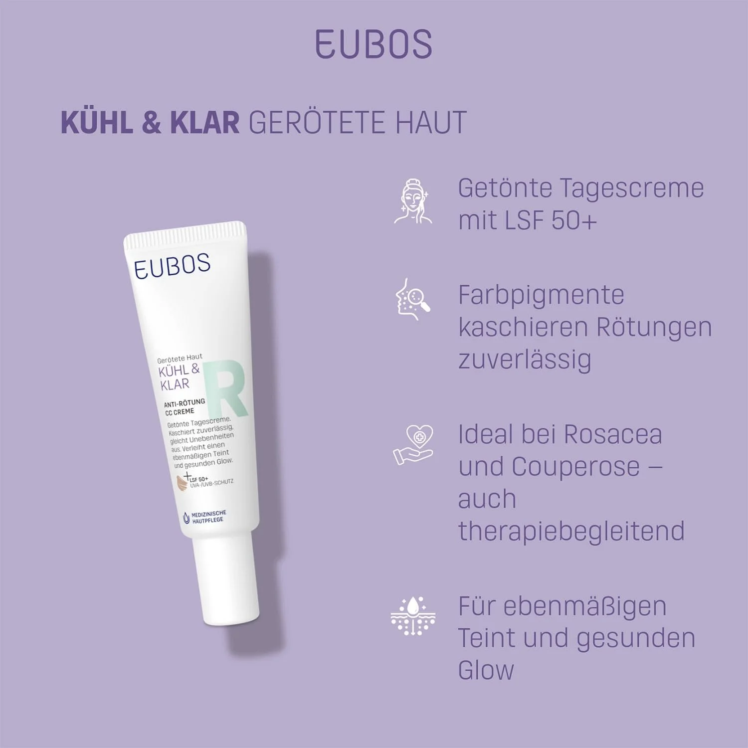 Крем EUBOS Cool & Clear Anti-Redness SPF 50 для почервонілої шкіри 30 мл, фото №3