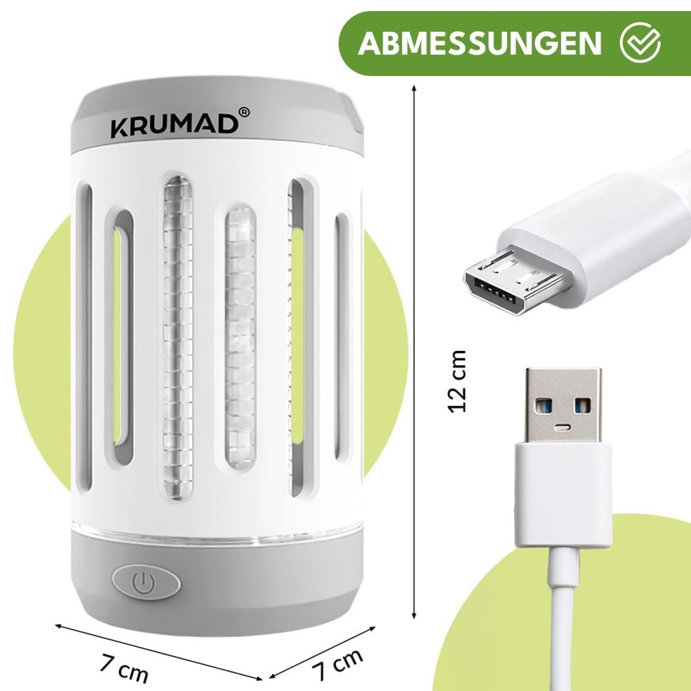 Знищувач комах KRUMAD Електрична USB-лампа 5 Вт 1200 мАг Білий, фото №4