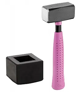 Кувалда PICARD RS Pink Edition с резиновой насадкой 1250 г стальная трубчатая рукоятка C45 DIN 6475 - Фото 1