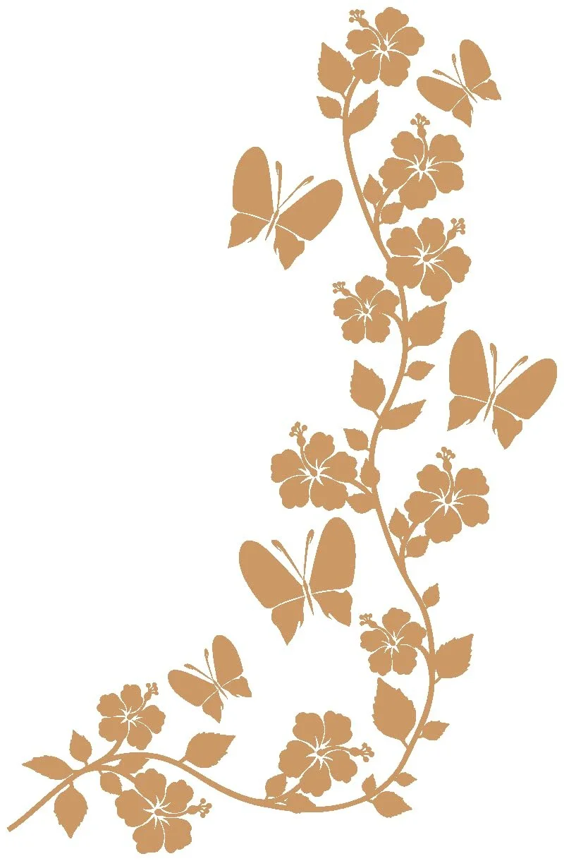 Наклейка на стену Samunshi Цветочная ветвь 51 x 80 см Светло-коричневая, фото №1