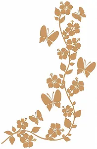 Наклейка на стіну Samunshi Квіткова гілка 51 x 80 см Світло-коричнева - Фото 1