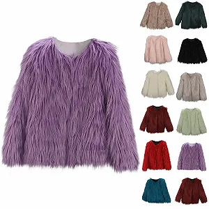 Жіноча тепла пухнаста зимова куртка з довгим рукавом synthetic.ua - Фото 1