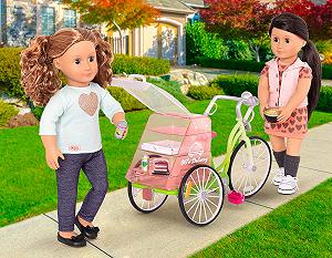 Набор Our Generation Bicycle Set Delivery Basket Игрушечная еда Аксессуары для кукол (46 см) Велосипед для детей от 3 лет Грузовой велосипед synthetic.ua - Фото 1
