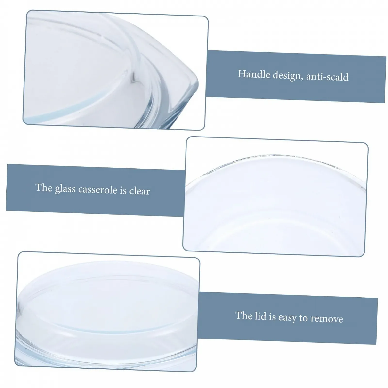 Кастрюля-кесероль Стеклянная круглая с крышкой термостойкая прозрачная, фото №9