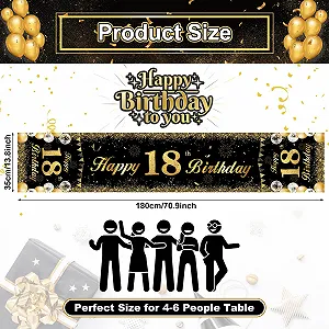 Ранер GlauStalos 18th Birthday 180 x 35 см Чорно-золота ціна на synthetic.ua - Фото 1 Ранер GlauStalos 18th Birthday 180 x 35 см Чорно-золота synthetic.ua - Фото 1