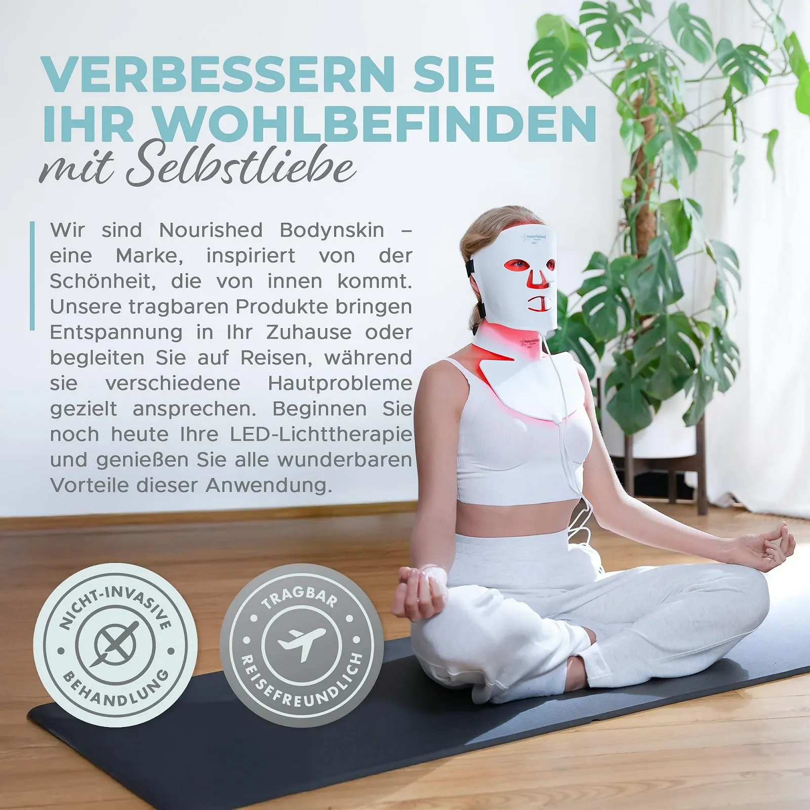 LED Маска для Обличчя та Шиї Nourished Bodynskin з Ближнім Інфрачервоним Випромінюванням, фото №9