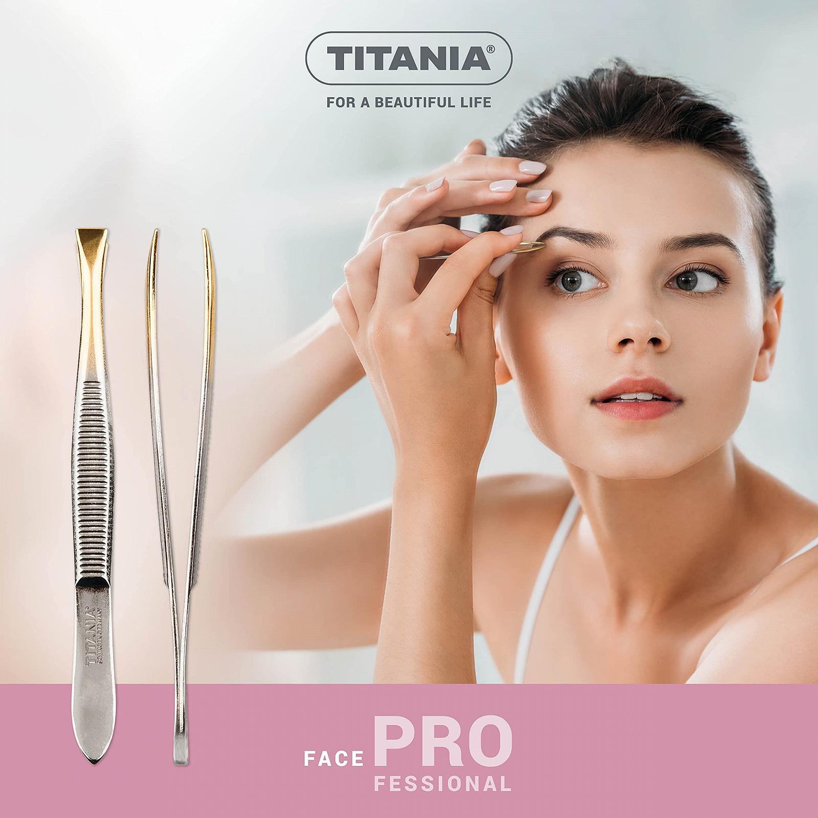 Пінцет Titania Face Edition прямий з позолоченим наконечником 12 г 1 штука, фото №4