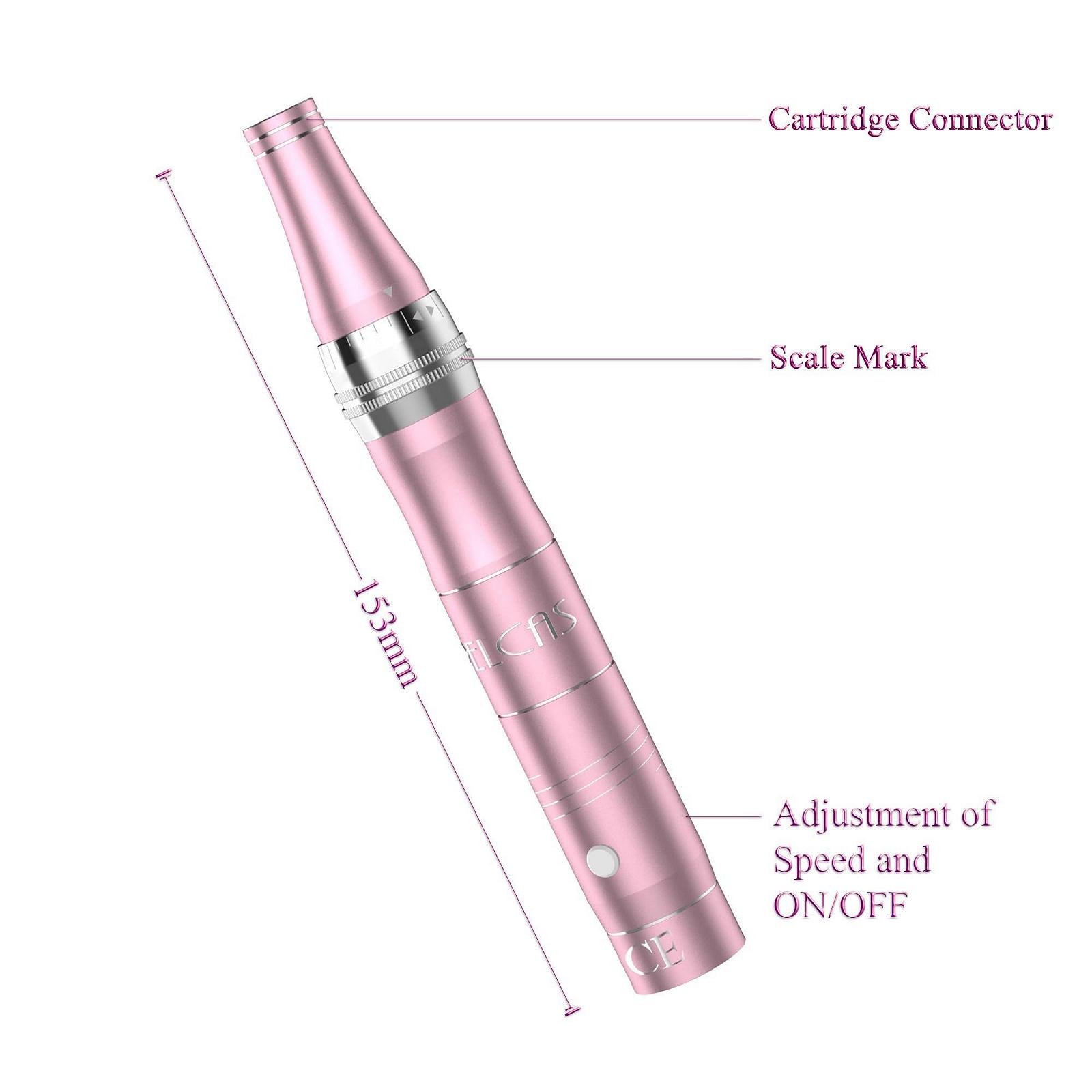 Пристрій для догляду за шкірою PELCAS Auto Derma Micro Needle Roller Electric Pen з 3 рівнями швидкості, з 2 голками, багаторазовий, фото №6