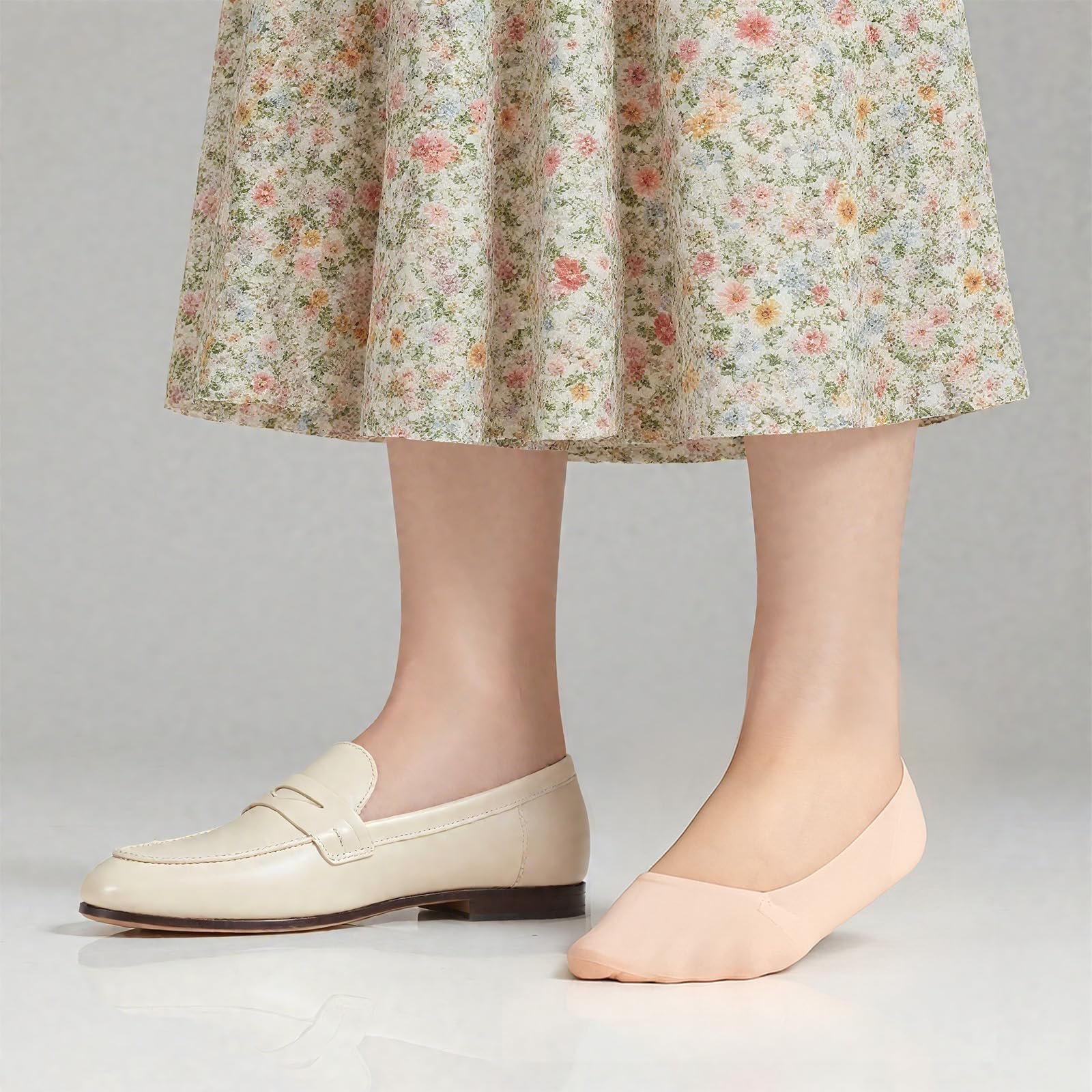 Женские носки-балетки 8 пар, Женские невидимые носки 35-38, Нескользящие невидимые носки для кроссовок, туфель-лодочек (Телесный, Черный), фото №7